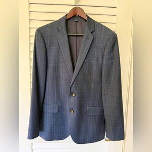 J.Crew Thompson Suit Navy Windowpane 40S Jacket 32x30 Slim Fit Wool